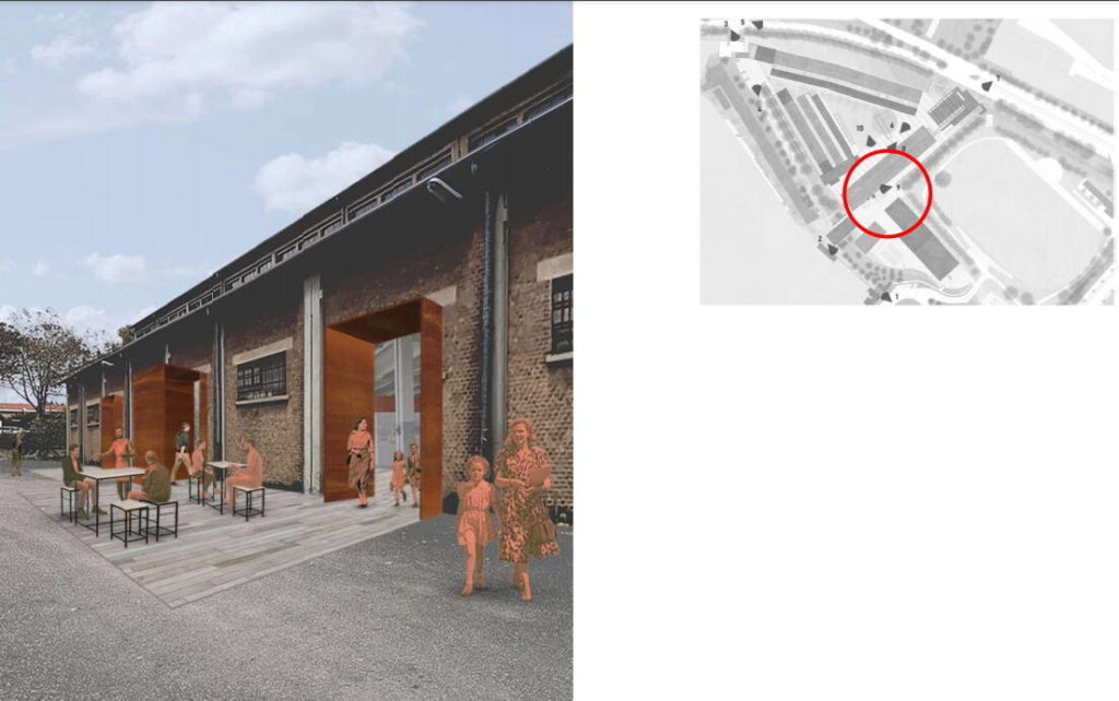 Area ristoro con tavolini esterni